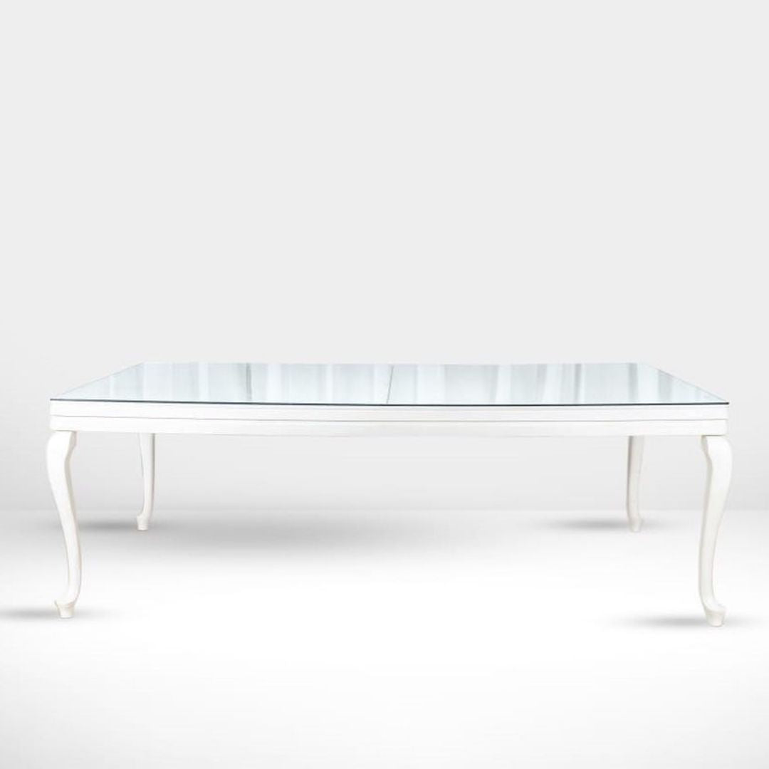 White Wooden Dining Table Furniture Rental Dubai Olga Events