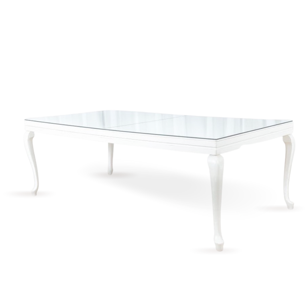 White Wooden Dining Table Furniture Rental Dubai Olga Events