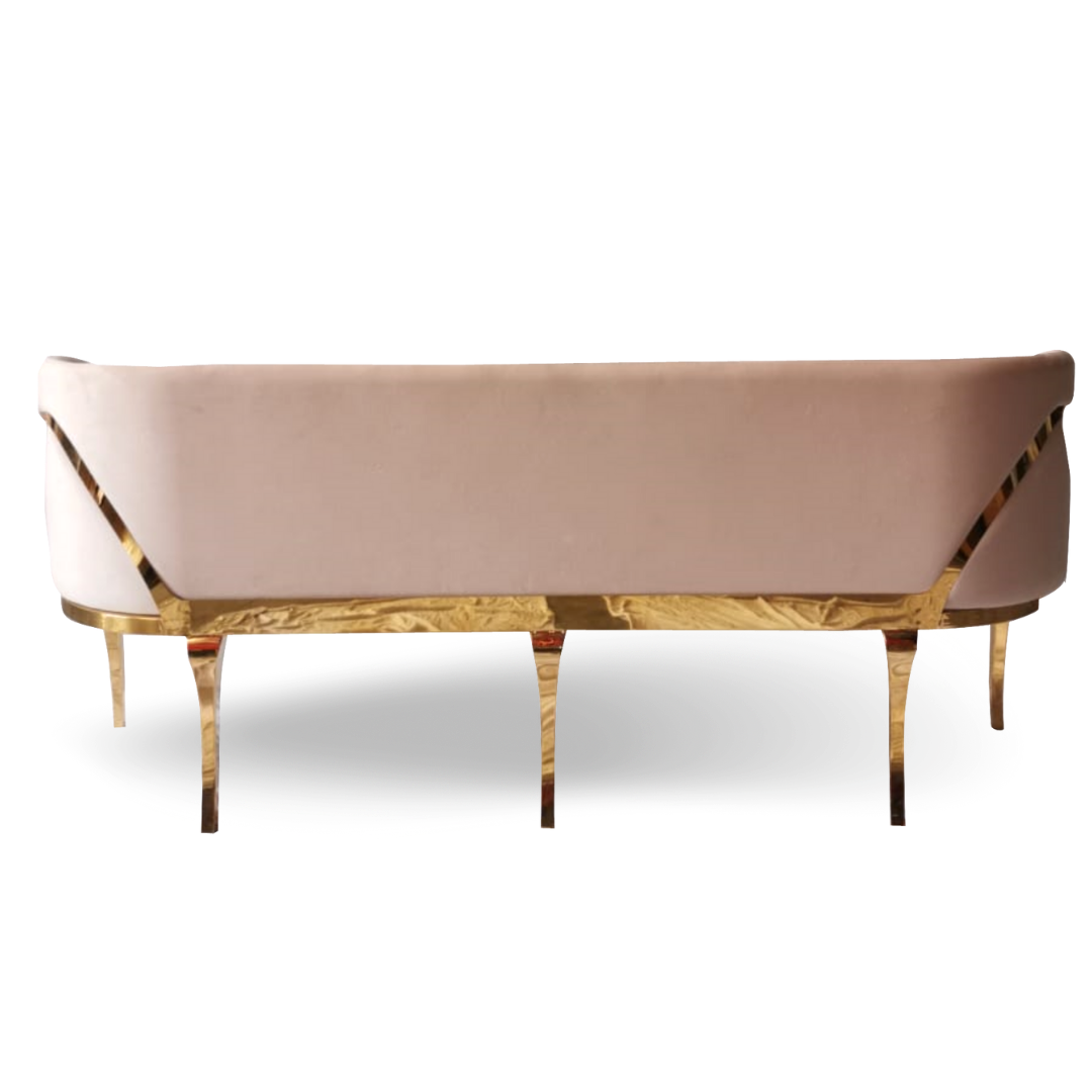 EYE LID LOUNGE SOFA OYSTER VELVET 3 SEATS GOLD FRAME