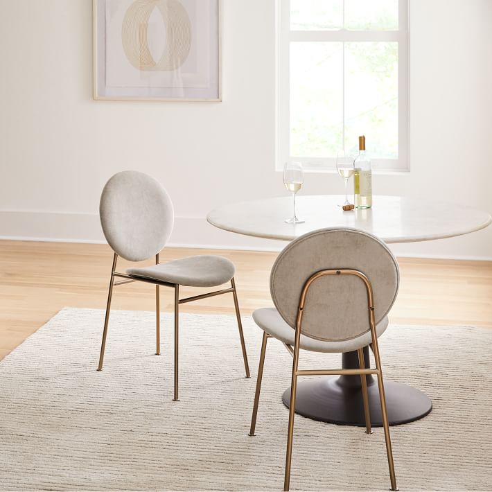 INGRID OFFWHITE DINING VELVET CHAIR CHROME GOLD