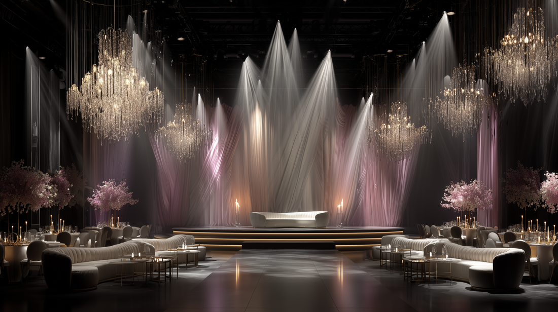Luxury wedding in Dubai with elegant decoration, lighting and floral design