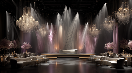 Luxury wedding in Dubai with elegant decoration, lighting and floral design
