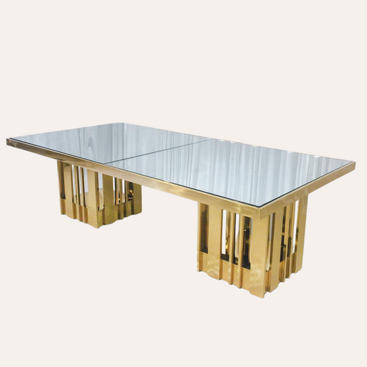 GOLD MIRROR - TOPPED DINING TABLE 8-12 PEOPLE