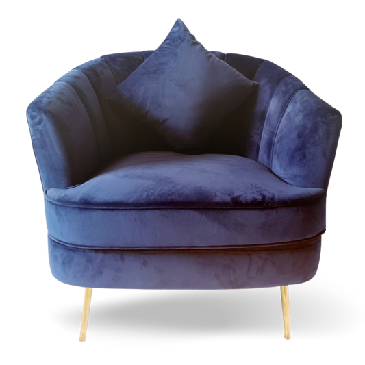 ABROW ACCENT CHAIR NAVY VELVET GOLD LEGS