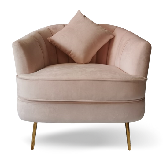 ABROW ACCENT CHAIR BLUSH PINK VELVET GOLD LEGS