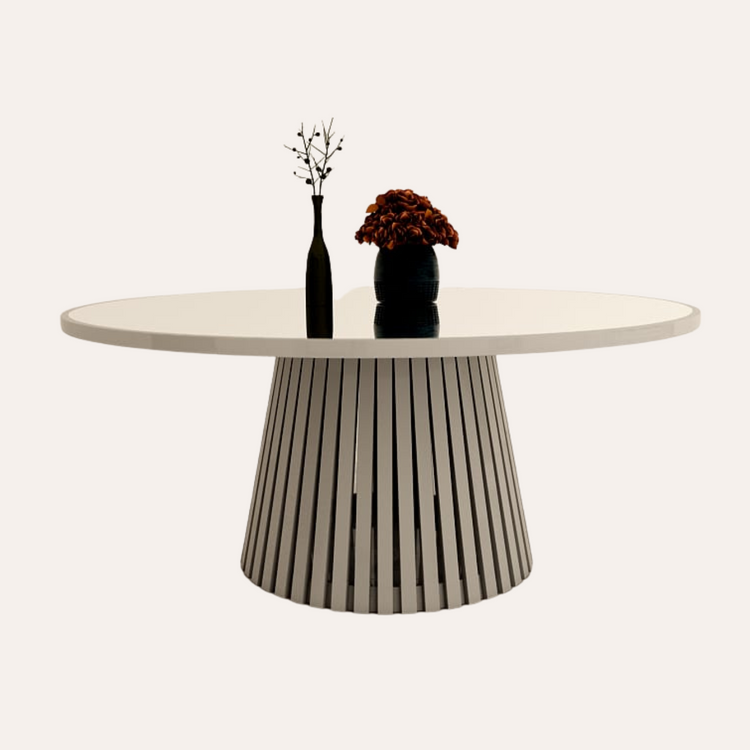 ROUND GREY WOODEN DINING TABLE  8-10 PEOPLE