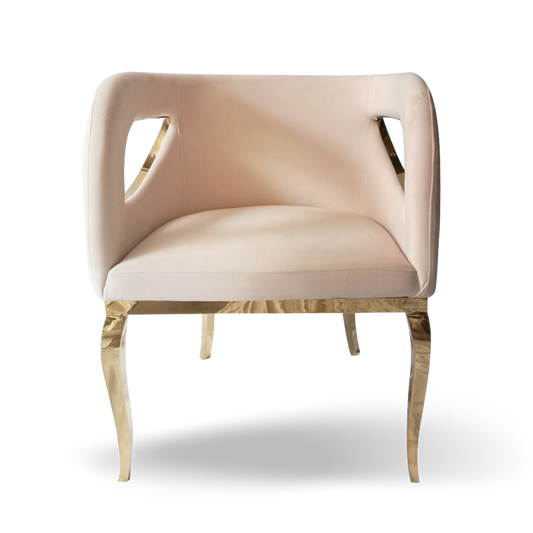 EYE LID ACCENT CHAIR OYSTER VELVET GOLD FRAME