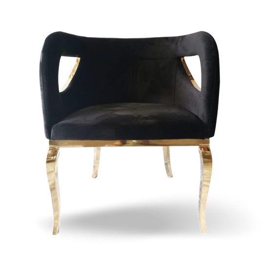 EYE LID ACCENT CHAIR BLACK VELVET GOLD FRAME