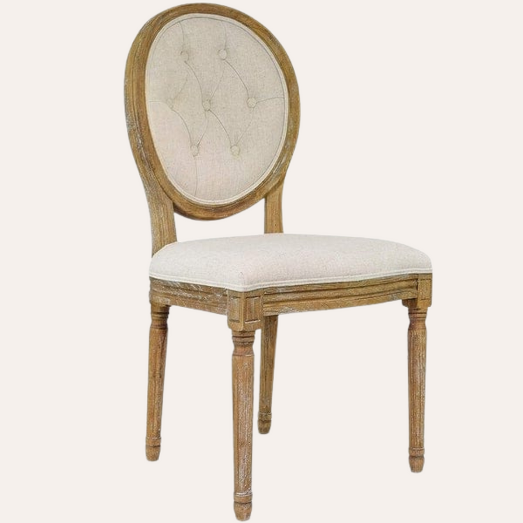 VINTAGE CLASSIC DINING CHAIR WOODEN FRAME BEIGE