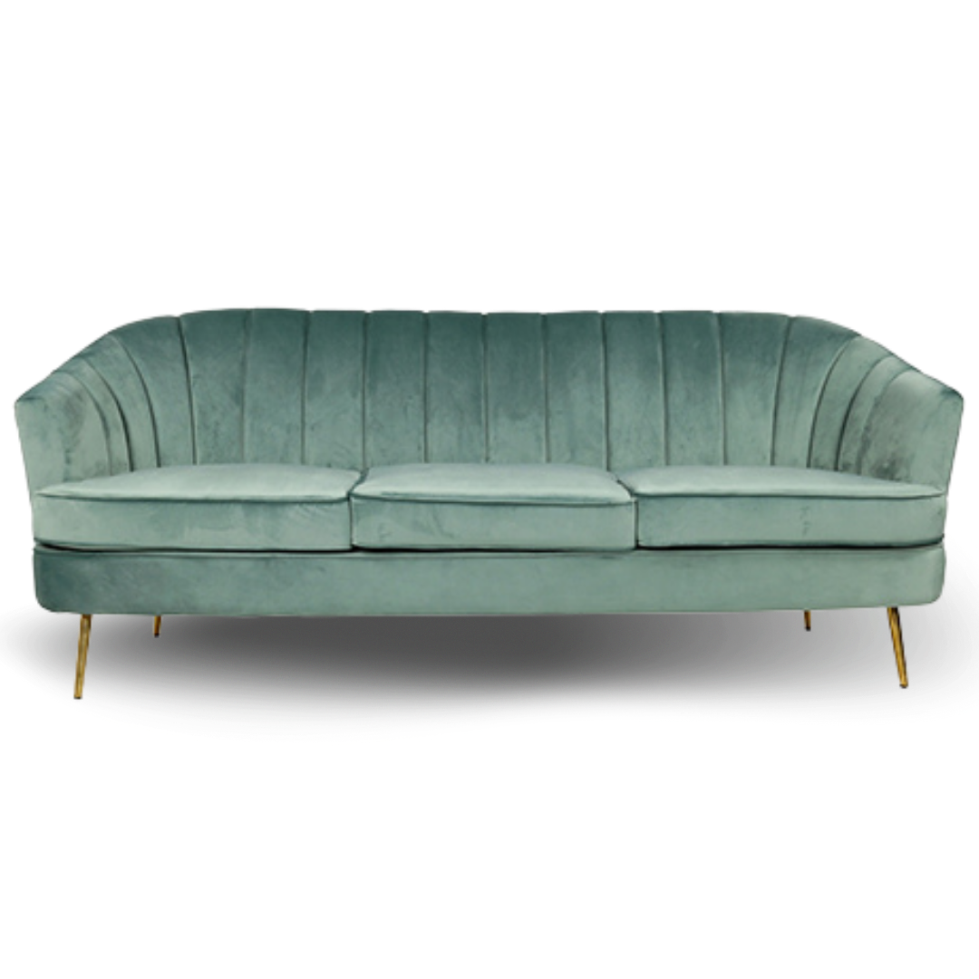 Abrow Lounge Sofa 3 Seats Velvet Green Color