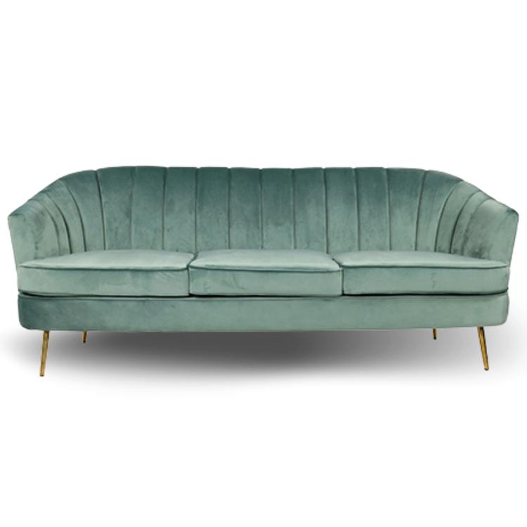 Abrow Lounge Sofa 3 Seats Velvet Green Color