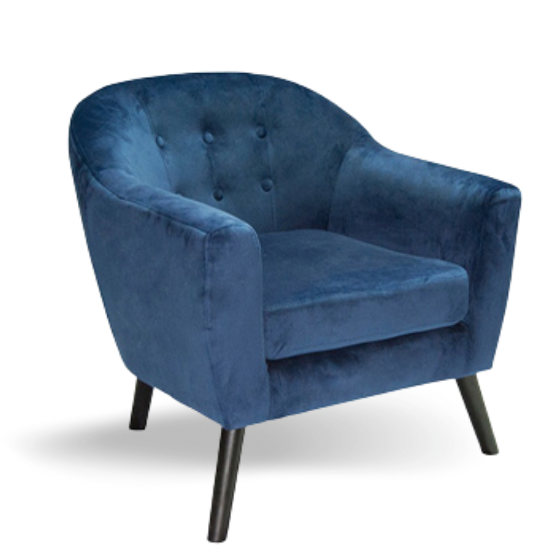 Lexington Accent Chair Navy Velvet Gold Frame | Event Rentals Dubai