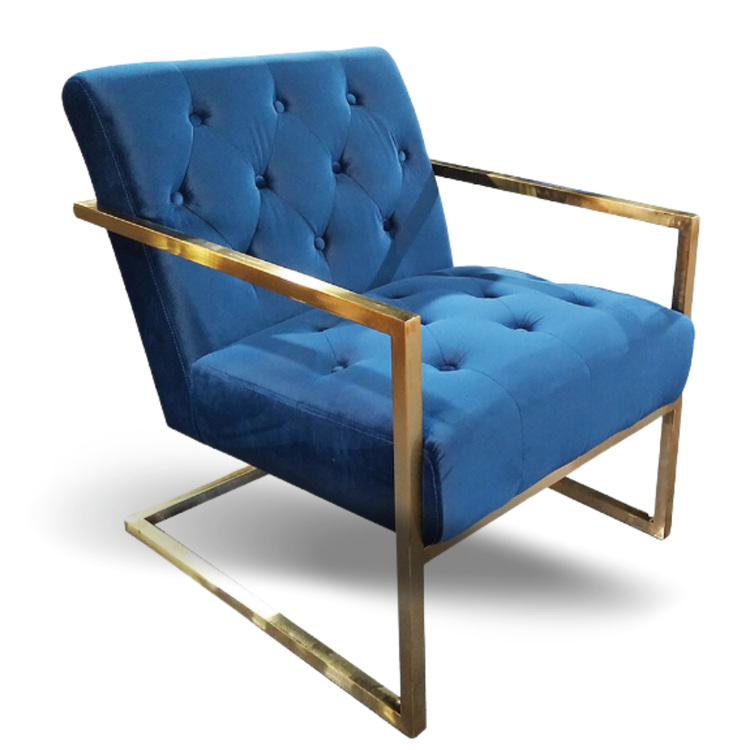 Hethro Accent Chair Navy Velvet Gold Frame | Event Rentals Dubai