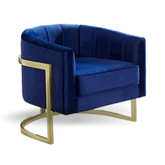 HETHRO ACCENT CHAIR NAVY VELVET GOLD LEGS