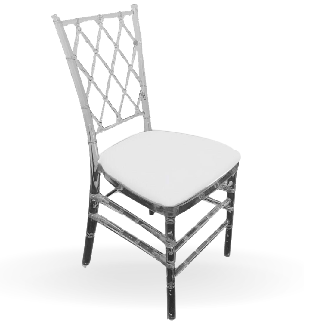 Acrylic Criss Cross Dining Chair Transparent Event Rental Dubai