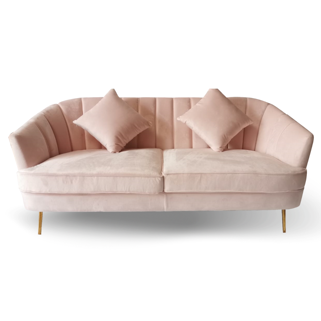 BOWERY LOUNGE SOFA BLUSH VELVET 2 SEATS GOLD LEGS