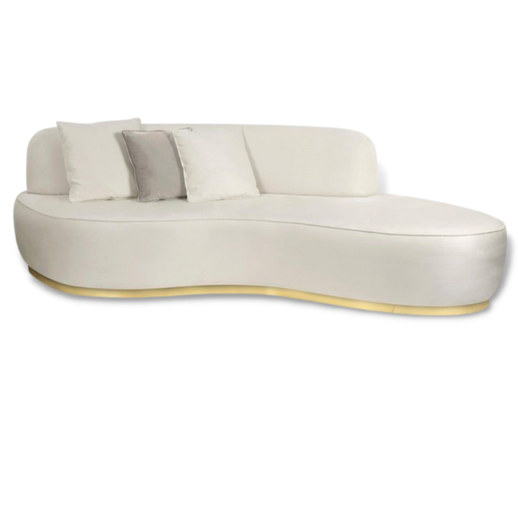 SAG HARBOR BRIDAL SOFA OYSTER VELVET WOODEN BASE