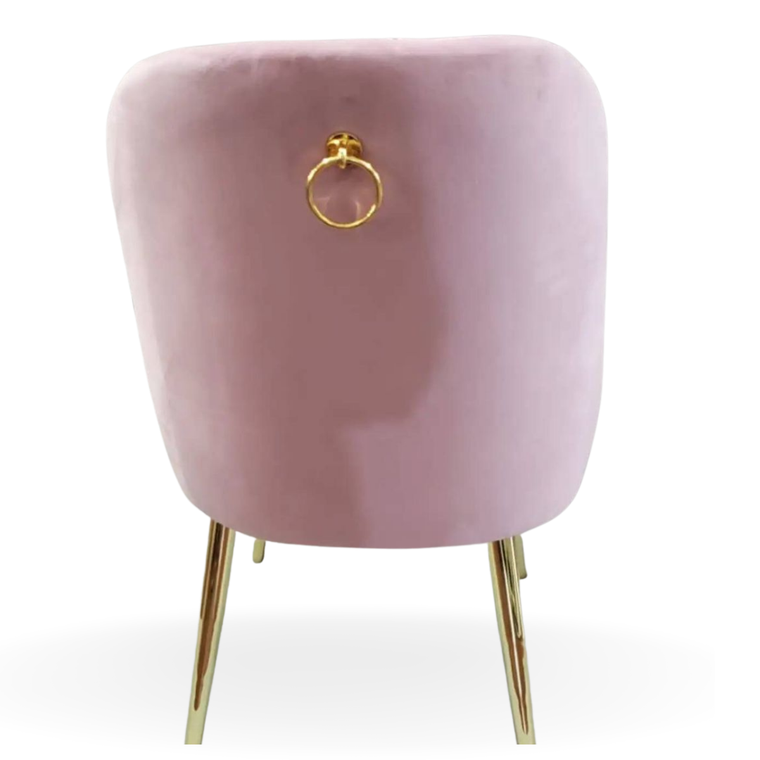 CAELYNN  DINING CHAIR LIGHT PINK VELVET GOLD LEGS