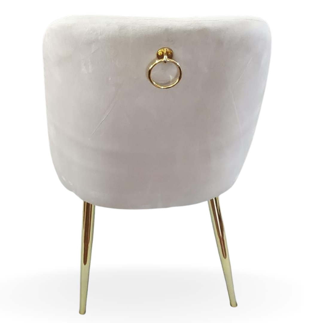 CAELYNN DINING CHAIR IVORY VELVET GOLD LEGS