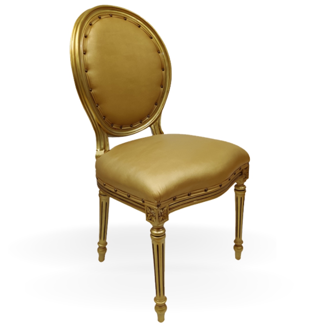 Dining Chairs for Rent | Gold Wooden Dior Chair | Event Rental Dubai