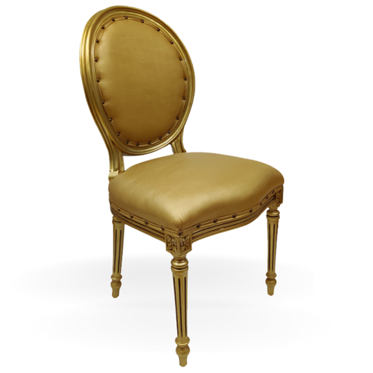Dining Chairs for Rent | Gold Wooden Dior Chair | Event Rental Dubai