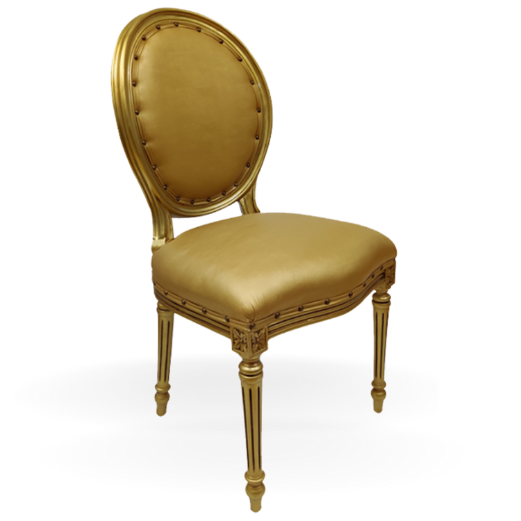 Dining Chairs for Rent | Gold Wooden Dior Chair | Event Rental Dubai