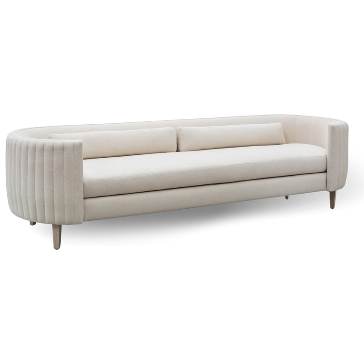 CLARISSA BRIDAL SOFA IVORY VELVET WOODEN LEGS