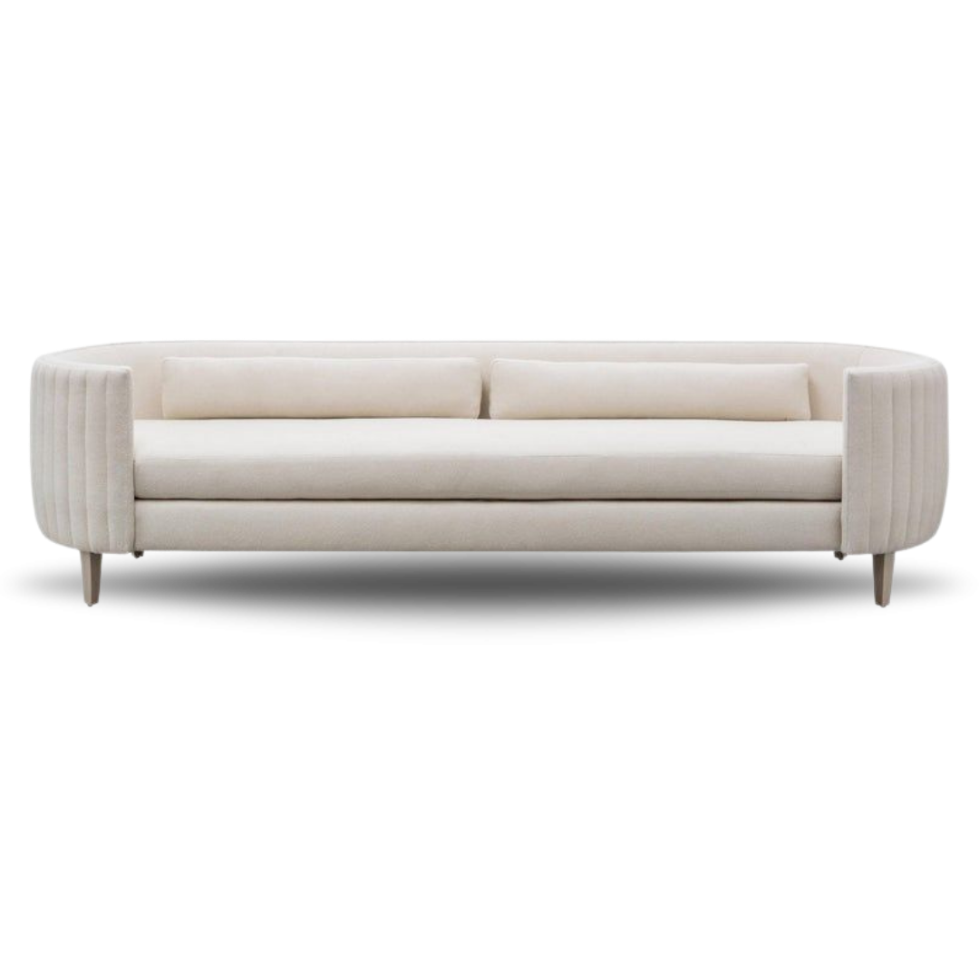 CLARISSA BRIDAL SOFA IVORY VELVET WOODEN LEGS