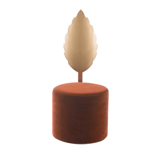 Daisy Pouf Ottoman Round Dark - Peach Velvet | Event Rentals Dubai 