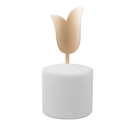 Daisy Pouf Ottoman Round White Velvet | Event Rentals Dubai 
