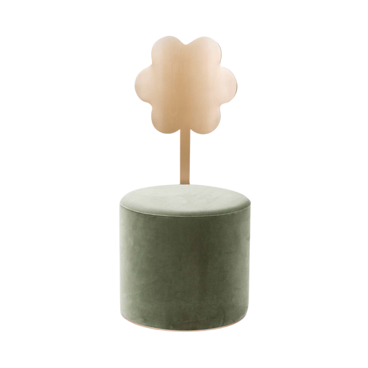 Daisy Pouf Ottoman Round Olive Green Velvet | Event Rentals Dubai 