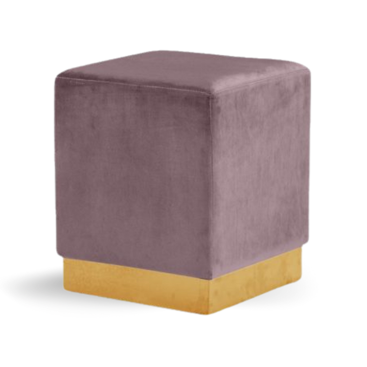 Dennis Ottoman Cube Dusty Pink Velvet Gold Base| Event Rentals Dubai 