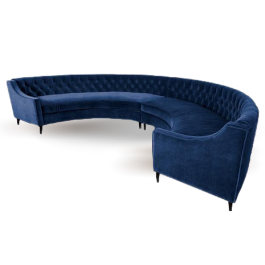 ENDLESS LARGE CURVE 8 SEATS LOUNGE SOFA NAVY VELVET