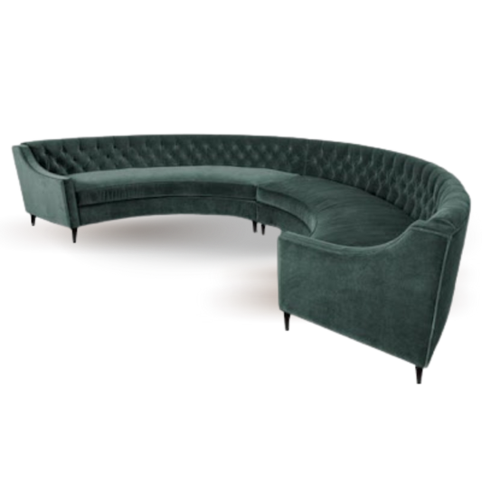 ENDLESS LARGE CURVE 8 SEATS LOUNGE SOFA GREEN VELVET