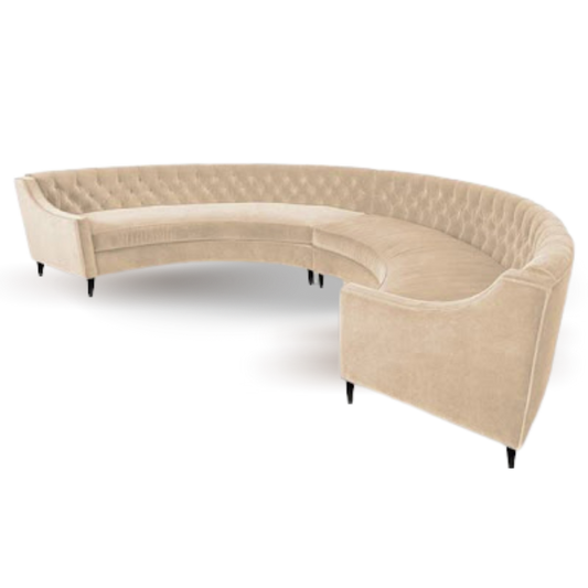 ENDLESS LARGE CURVE 8 SEATS LOUNGE SOFA BEIGE VELVET