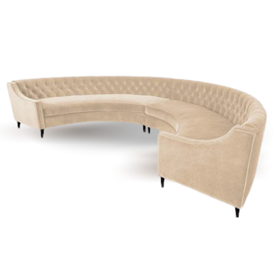 ENDLESS LARGE CURVE 8 SEATS LOUNGE SOFA BEIGE VELVET