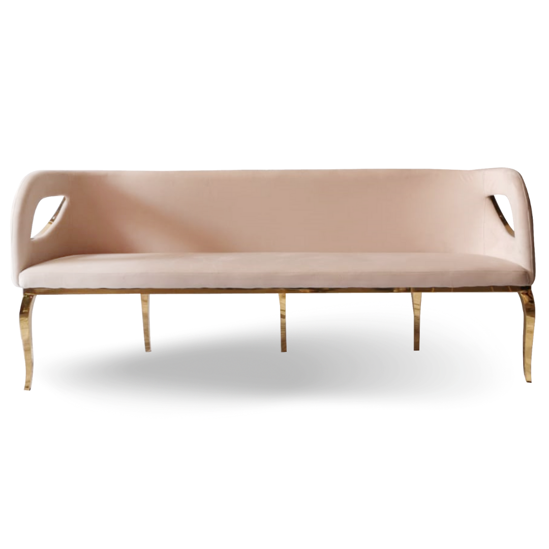 EYE LID LOUNGE SOFA OYSTER VELVET 3 SEATS GOLD FRAME
