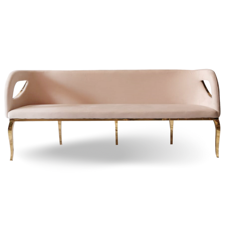 EYE LID LOUNGE SOFA OYSTER VELVET 3 SEATS GOLD FRAME