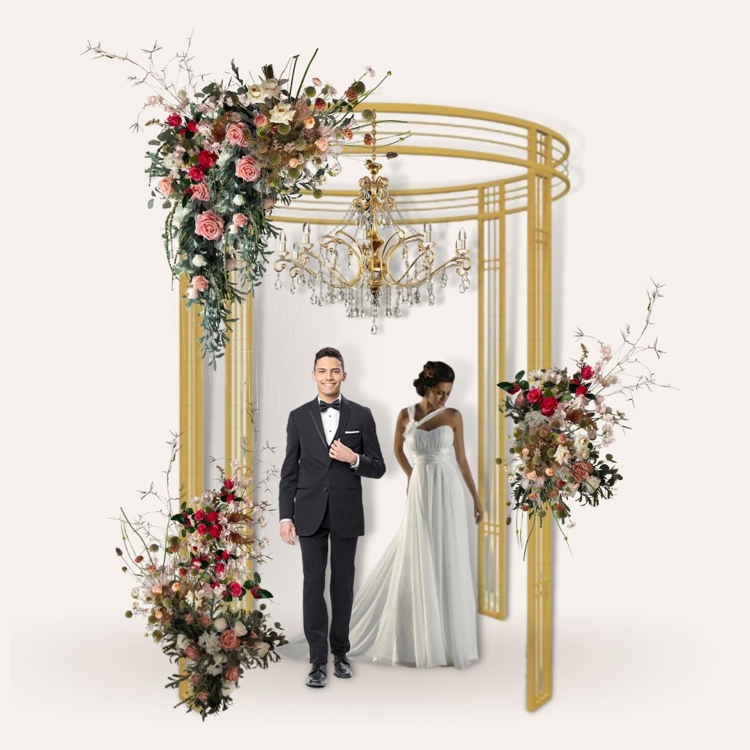BACKDROP GOLD STRUCTURE FORTRESS GAZEBO 300CM x 250CM