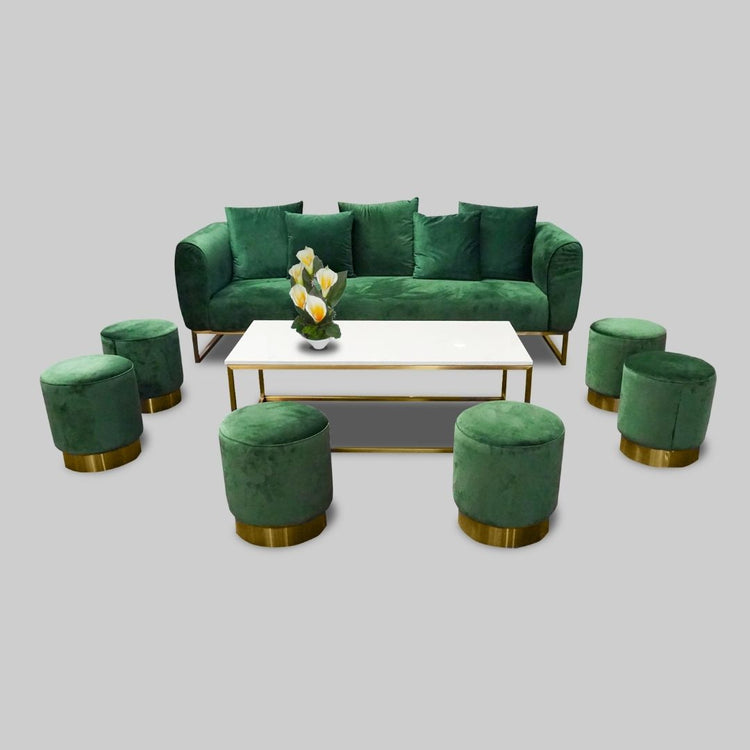 HETHRO LOUNGE SOFA 3 SEATS VELVET GREEN COLOR