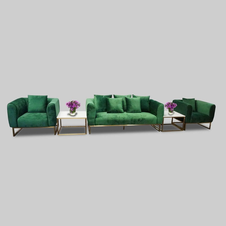 HETHRO LOUNGE SOFA 3 SEATS VELVET GREEN COLOR