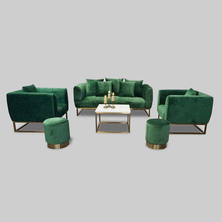 HETHRO LOUNGE SOFA 3 SEATS VELVET GREEN COLOR