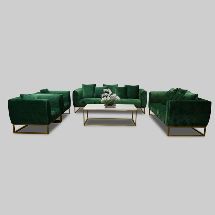 HETHRO LOUNGE SOFA 3 SEATS VELVET GREEN COLOR