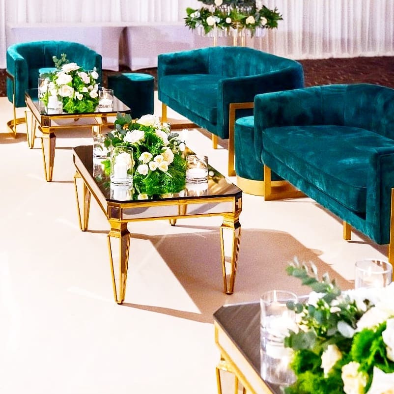 Hethro Lounge Sofa 3 Seats Velvet Green Color 