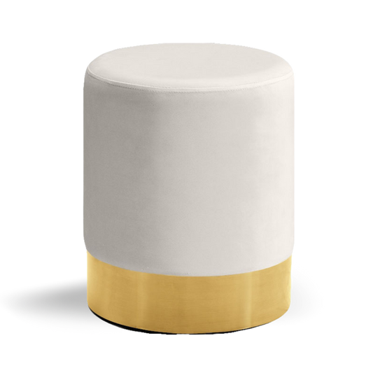 Hethro Round Ottoman Dusty Pink Velvet Gold Base| Event Rentals Dubai 