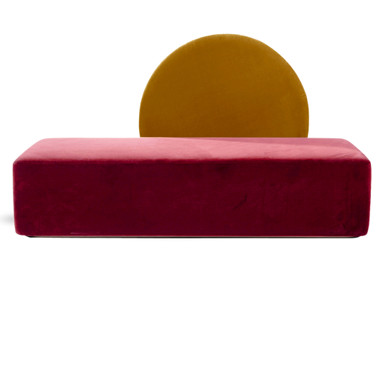 HORIZON BRIDAL SOFA YELLOW & CRIMSON VELVET ROUND BACK