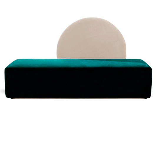 HORIZON BRIDAL SOFA IVORY & TOPAZ VELVET ROUND BACK
