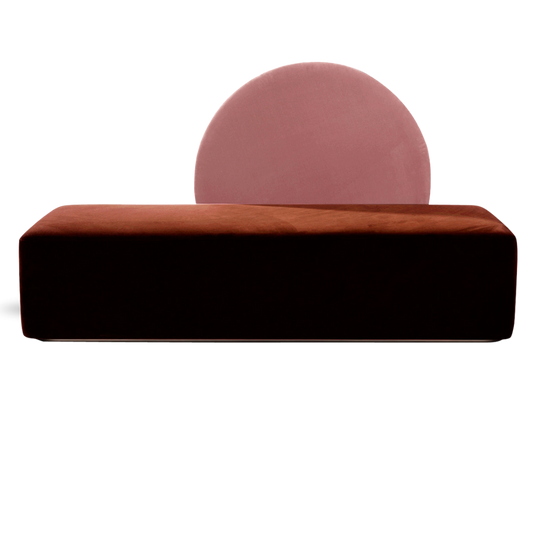 HORIZON BRIDAL SOFA BROWN & PINK VELVET ROUND BACK