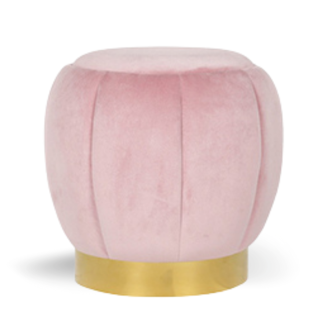 Lotus Round Ottoman Baby Pink Velvet Gold Base| Event Rentals Dubai 