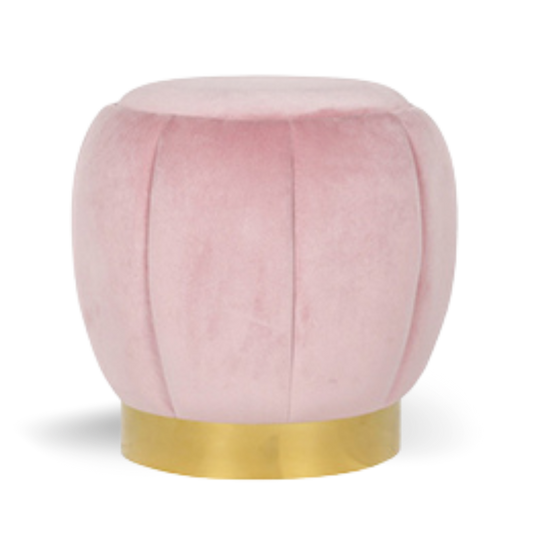Lotus Round Ottoman Baby Pink Velvet Gold Base| Event Rentals Dubai 